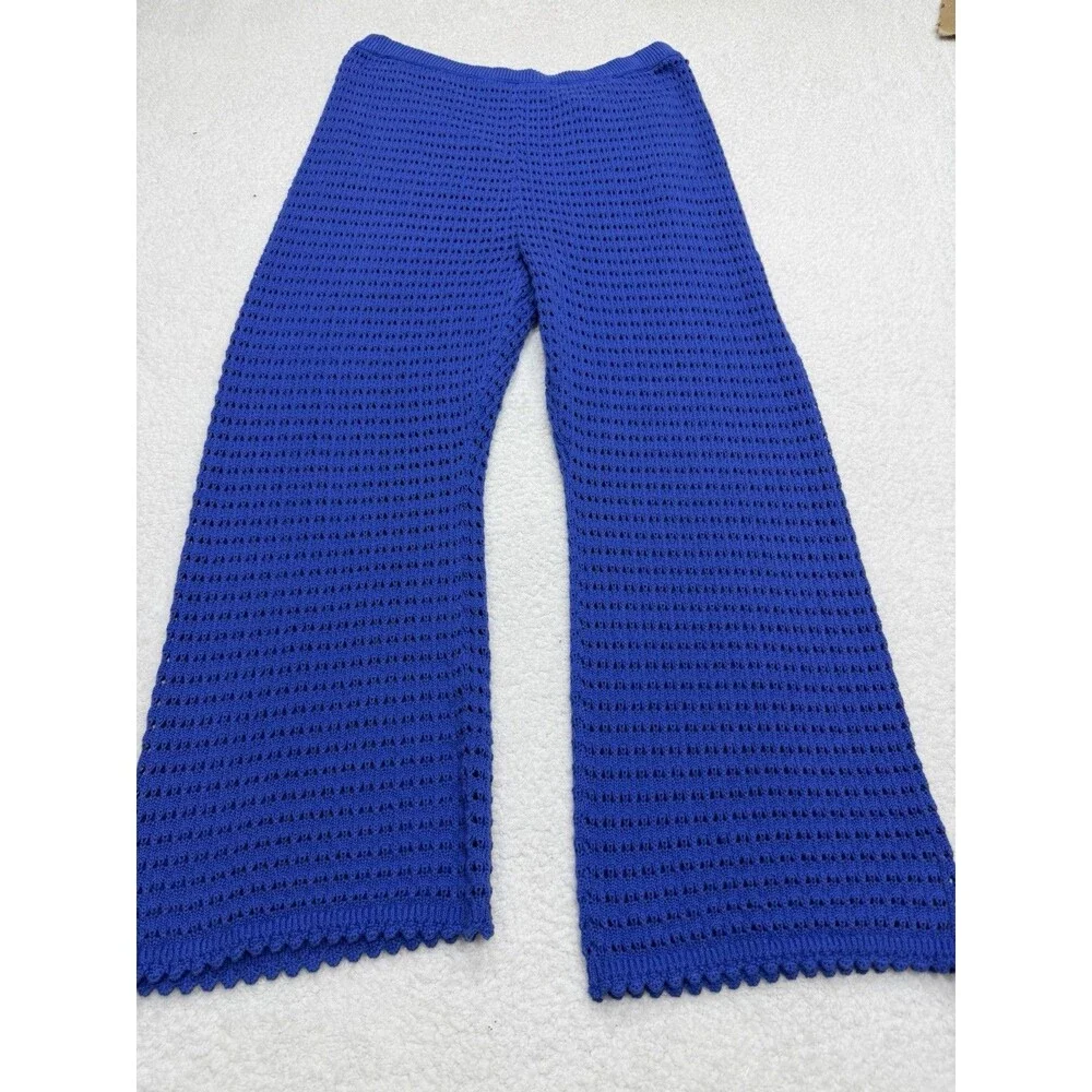 Gap Ankle Pants Blue Cotton Crochet Vacay Beach Boho Minimalist Size XL NWT